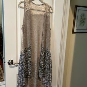 Beaded and lace long vest
